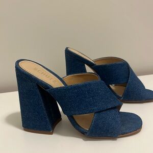 Schutz denim heel mules